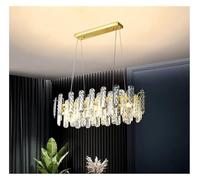 LXYAYY Lampadario Moderno da soffitto in Cristallo Grigio Fumo Rotondo/Ovale in Ottone per Soggiorno, Sala da Pranzo, Decorazione per l'illuminazione della casa,(L80CM)
