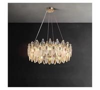 LXYAYY Lampadario Moderno da soffitto in Cristallo Rotondo Dorato, Soggiorno, Sala da Pranzo, Camera da Letto, Illuminazione Decorativa per la casa, Lampada a Sospensione,(80CM)