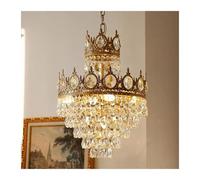 LXYAYY Lampadario Moderno di Lusso a LED, lampade a Sospensione in Cristallo Vintage Francese per Soggiorno, Sala da Pranzo, Arredamento per la casa, Illuminazione Dorata, (38cm)