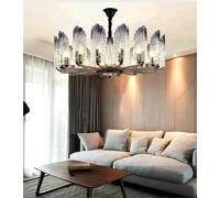 LXYAYY Lampadario Moderno in Vetro a LED Rotondo/Lungo a Forma di Conchiglia Blu per Soggiorno, Sala da Pranzo, Illuminazione Moderna(74cm)