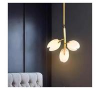 LXYAYY Lampadario Moderno in Vetro Floreale in Ottone Pieno, Soggiorno, Sala da Pranzo, Decorazione per la casa, Illuminazione Moderna(White,L36CM3head)