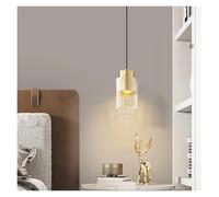 LXYAYY Lampadario Moderno in Vetro Trasparente Bianco Caldo in Ottone per la casa, Camera da Letto, Sala da Pranzo, Lampada a Sospensione, Lampadina E27, Filo Regolabile, (Gold)