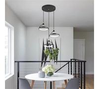 LXYAYY Lampadario Moderno Semplice Nero con Anello a Testa Singola, Piccolo lampadario a Tre Teste, Lampada da Pranzo per la casa, Lampada da Comodino per la Camera da Letto,(3 Heads-Round)