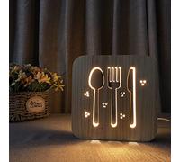 LXYAYY Luce Notturna 3D, Lampada da Comodino a LED in Legno, Lampada Decorativa per Bambini, Decorazione per Camera da Letto con(Color:D)