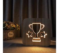 LXYAYY Luce Notturna 3D, Lampada da Comodino a LED in Legno, Lampada Decorativa per Bambini, Decorazione per Camera da Letto con(Color:B)