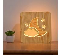 LXYAYY Luce Notturna 3D, Lampada da Comodino in Legno Moon Cloud, Arredamento Personalizzato per Camera da Letto a LED Il miglior Compleanno di San Valentino