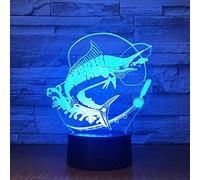 LXYAYY Luce Notturna per Lo Styling della Pesca 3D, Lampada da Illusione 7 luci Decorative Che cambiano Colore Giocattoli per Bambini Touch con Telecomando