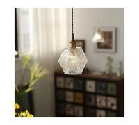 LXYAYY Moderne luci Pendenti in Vetro Trasparente per la casa, Decorazioni per Interni, lampadari in Rame per Camera da Letto, Soggiorno, lampadari a Sospensione a LED nordici,(Square D15cm)