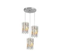 LXYAYY Piccolo lampadario Moderno a LED in Cristallo k9 Rotondo Oro per Soggiorno Cucina Sala da Pranzo Camera da Letto Comodino Illuminazione Interna di Lusso,(Silver,3heads Round)