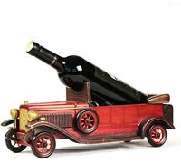 LXYAYY Portabottiglie a forma di auto vintage vintage, realizzato a mano, in legno, decorazione creativa per la casa, ornamenti da scrivania (colore: rosso)