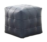 LXYAYY Pouf Pouf Quadrato in Pelle Morbida in nanofibra ottomana con Cuscino da Pavimento per Sgabello da Divano con Cerniera per Soggiorno Camera da Letto(Blue Black,Small)