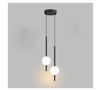LXYAYY Sala da Pranzo Cucina Ristorante Bar LED Globo di Vetro Lampada a Sospensione Lunga Linea Minimalista Decorativo Lampade a Sospensione, Illuminazione Moderna(Black-2 Head)