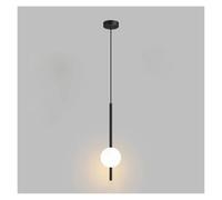 LXYAYY Sala da Pranzo Cucina Ristorante Bar LED Globo di Vetro Lampada a Sospensione Lunga Linea Minimalista Decorativo Lampade a Sospensione, Illuminazione Moderna(Black-1 Head)