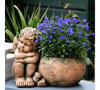 LXYAYY Statua da giardino a forma di angelo, cherubini in preghiera, con foro di drenaggio, vasi decorativi (dimensioni: 35,6 cm)