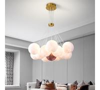 LXYST 13 di Mezzo secolo Bolla Rotonda Rotondo lunare Pianeta Latte Sfera lampadario Rosa Lampada a Sospensione Moderna nordica per Sala Pranzo Camera da Letto Cucina soggiorno/13 luci