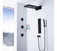 LXYST 4 Funzione Tutta la Cinghia di Pioggia Rotante toppuce Rubinetto Temperatura costante in Rame Doccia Set Cascata Quadrato a Mano Spray System Bella Pratica