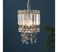 LXYST 5 inch Tiny Small Chandelier Light Bar Chrome Hallway Ceiling Hanging Lamp Round Crystal Lighting for Kitchen Island Bedroom Dining Table Entryway/Diameter 15Cm