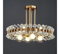 LXYST Arrivato di Cristalli Moderni lampadario Moderno per Soggiorno Oro Tondo Cucina Arrotondata Colorata Pietra appesa Lampada Arredamento a casad, c dia60 h20cm/caldo