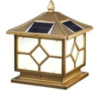 LXYST Berretto Solare Oro luci Tramonto da all'alba LED flaccida Moderna pilastro Esterno Superiore Impermeabile a palo Colonna Lanterna Luce, lampadario (11,8 Pollici)