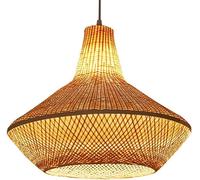 LXYST Boho Creativity Kitchen Island Light Rural Farmhouse Hand Woven Hanging Lamp Japanese Style Natural Rattan Basket Dining Table Chandelier for Living Room