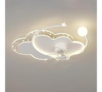 LXYST Children's Room Light Fans with Cartoon Chandelier Lamp in Cloud-Sdimmable Flush Mount Ceiling Lights for Bedroom Living Room/White