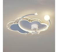 LXYST Children's Room Light Fans with Cartoon Chandelier Lamp in Cloud-Sdimmable Flush Mount Ceiling Lights for Bedroom Living Room/Grey