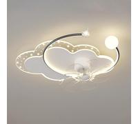 LXYST Children's Room Light Fans with Cartoon Chandelier Lamp in Cloud-Sdimmable Flush Mount Ceiling Lights for Bedroom Living Room/K