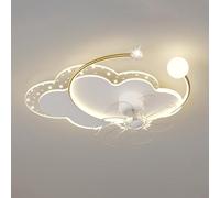 LXYST Children's Room Light Fans with Cartoon Chandelier Lamp in Cloud-Sdimmable Flush Mount Ceiling Lights for Bedroom Living Room/D