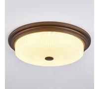 LXYST Classical Decorative Striped Glass Shade Lights Iron Lamp Body Flush Mount Light Atmosphere Ceiling Chandelier Flat Round Lighting Fixture/58Cm