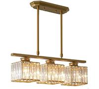 LXYST Crystal Chandelier Long Rectangular Pendant Elegant Gold & Black Ceiling Fixture Dining Room Living Room Stylish Bar Decor