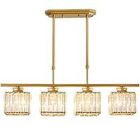 LXYST Crystal Chandelier Long Rectangular Pendant Elegant Gold & Black Ceiling Fixture Dining Room Living Room Stylish Bar Decor