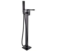 LXYST Freestanding with Hand Waterfall Tub Filler Single Handle Floor Mounted Bathtub Faucet, Bathroom Bath Shower Set,Chrome