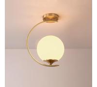 LXYST Globe Lightd Semi Flush Mount Lamp Close to Ceiling Lighting Fixture with White Glass Shade for Farmhouse Kitchen Living Room Hallway