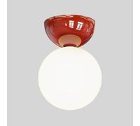LXYST Globe Nordic Semi Flush Mount Light White Glass Lamp Shade Hallway Lighting Fixture G9 Close to Ceiling Lights for Entryway Cloakroom/Red
