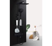 LXYST Household Hotel Retro all Bronze Black System, Bathtub Faucet liftable Booster Nozzle Wall Mounted Modes outwater Shower Set (Color : B)