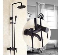 LXYST Household Hotel Retro Black Complete Mixer Lifting Vintage Copper Shower Set