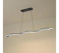 LXYST Industrial Light Kitchen Island Black Long Strip Ceiling Hanging Lampd White Linear Chandelier with Remote Control for Dining Room Table Restaurant Bar/K