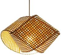 LXYST Japanese Lantern Light Rural Farmhouse Hand Woven Rattan Kitchen Island Hanging Lamp Creativity Boho Coast Dining Table Chandelier for Living Room Bar Counter/48Cm*3