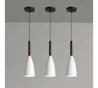 LXYST Lampada a Ciondolo l'isola della Cucina, lampadario Appeso al Cono con Posta in Legno, Base Luce del soffitto Regolabile, Pacco, Ideale per Soggiorno, Camera da Letto e Comodino (Colore)