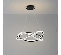 LXYST Lampadario Sala Pranzo Designer Anello in Alluminio soffitto a Sospensione Apparecchiatura cristallina Regolabile Soggiorno e Camera da Letto Illuminazione per la casa Moderna