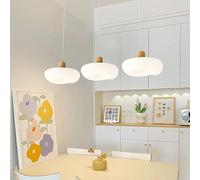 LXYST Large White 3 Cluster Ceiling Hanging Lamp Milk Cream Nordic Long Linear Round Chandelier for Dining Room Table Kitchen Island Sink Bedroom Restaurant/1 Light