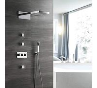 LXYST Laterale d'Argento Set da in Rame Cucciolo di Rubinetto Spray per Doccia spruzzo 4 modalità Calda e Fredda montata a Parete Bella Pratica