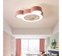 LXYST LED Children's Room Fan Lamp, Remote Control 3-Speed 3 Color Light Multicolor Optional Eye Protection Chandelier Ceiling Fan/Pink