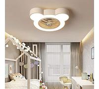 LXYST LED Children's Room Fan Lamp, Remote Control 3-Speed 3 Color Light Multicolor Optional Eye Protection Chandelier Ceiling Fan/Beige