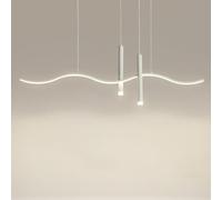 LXYST LED Fixture White Dimmable Twisted Wave Linear Chandelier Long Strip Ceiling Spot Light for Dining Room Kitchen Island Table Foyer Entryway Restaurant Bar/80Cm/6000K