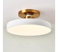 LXYST LED Lamp Round Semi Flush Mount Light 3 Color Mode Hallway Lighting Fixture, Circle Chandeliers for Living Room Bedroom Entryway Close to Ceiling Lights/White/Dia40Cm