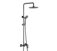 LXYST Lopus System Gray Wall Mounted Hot Cold Brass Diverter Mixer Bathroom Taps Set with 8 inch Rainfall Head And Handshower, Luxury Shower Set,C