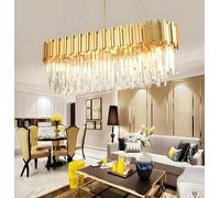 LXYST Luxury Rectangular Crystal Chandelier Gold for Living Room And Dining Area