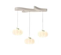 LXYST Milk White Triple Light Fixtures Mid Century Ceiling Hanging Lamp Kitchen Island Sink Pumpkin Shade Dimmable LED Long Linear Chandelier for Dining Room Table Restaurant/3 Lights