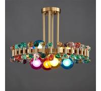 LXYST Moderno Arrivato di Cristalli Moderni lampadario Soggiorno Oro Cucina Tondo Pietra Colorata Lampada ad Arredamento a LED Decorazioni per la casa, Una dia45 h20cm/freddo